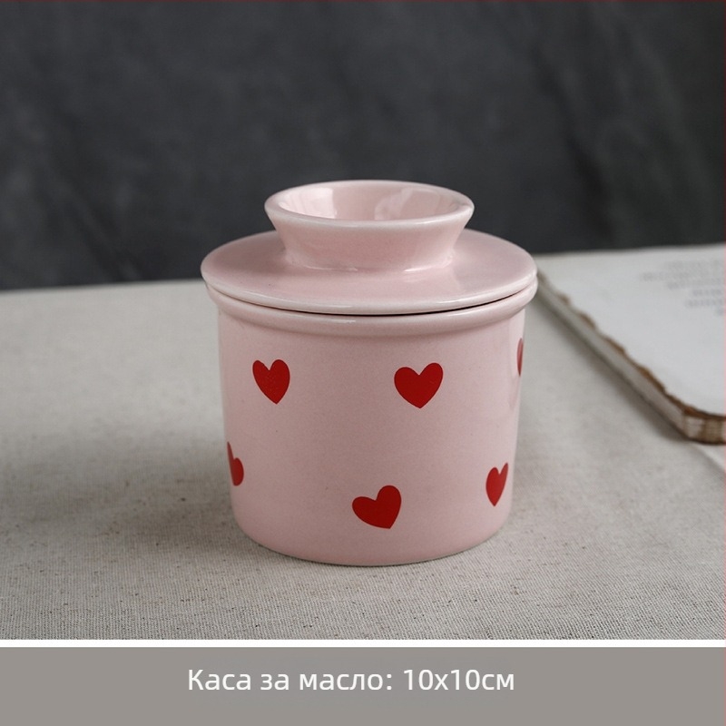 Емайлирана чиния за масло с капак, модерен минималистичен стил, номер на продукта A, ексклузивен трансграничен износ