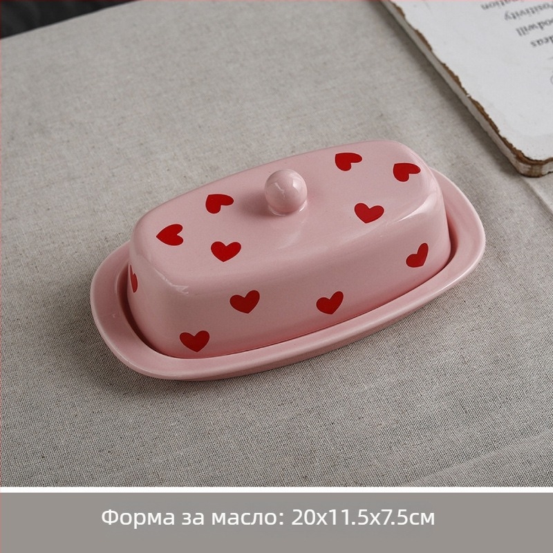 Емайлирана чиния за масло с капак, модерен минималистичен стил, номер на продукта A, ексклузивен трансграничен износ