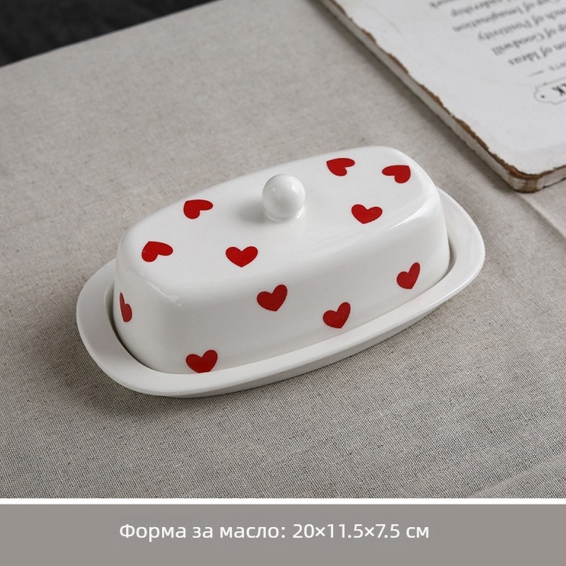 Емайлирана чиния за масло с капак, модерен минималистичен стил, номер на продукта A, ексклузивен трансграничен износ