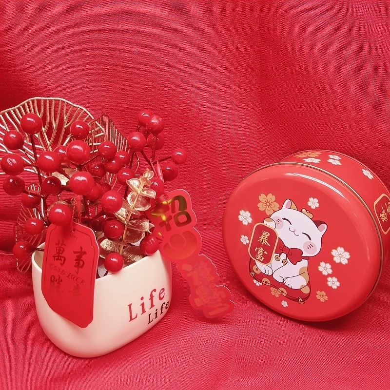 Кръгла кутия за съхранение от ламарина, модел 13570, подаръчна кутия, дебелина на стената 0,23 мм, за бисквитки