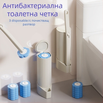 Еднократен комплект за тоалетна четка, стенен монтаж, сменяеми глави, пластмасова конструкция