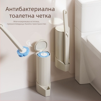 Еднократен комплект за тоалетна четка, стенен монтаж, сменяеми глави, пластмасова конструкция