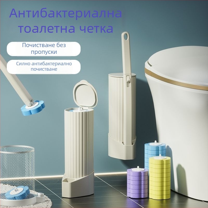 Еднократен комплект за тоалетна четка, стенен монтаж, сменяеми глави, пластмасова конструкция