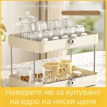 Триетажен настолен пластмасов стелаж за съхранение с дренажна тава за чаши