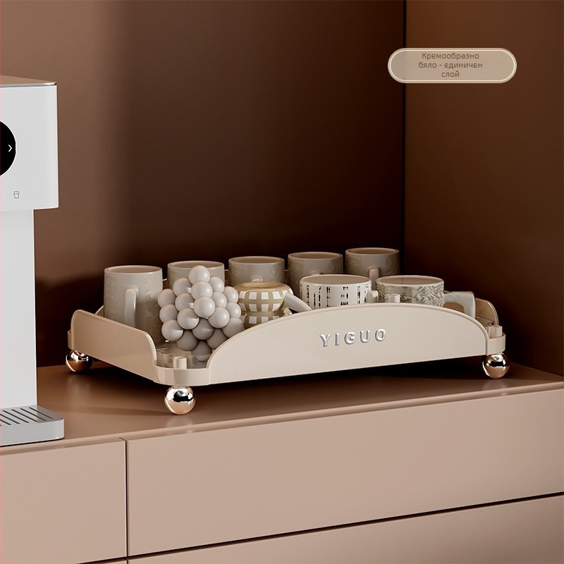 Настолен държач за чаши с двойно ниво за отточване, ABS+PET, модерен минималистичен дизайн