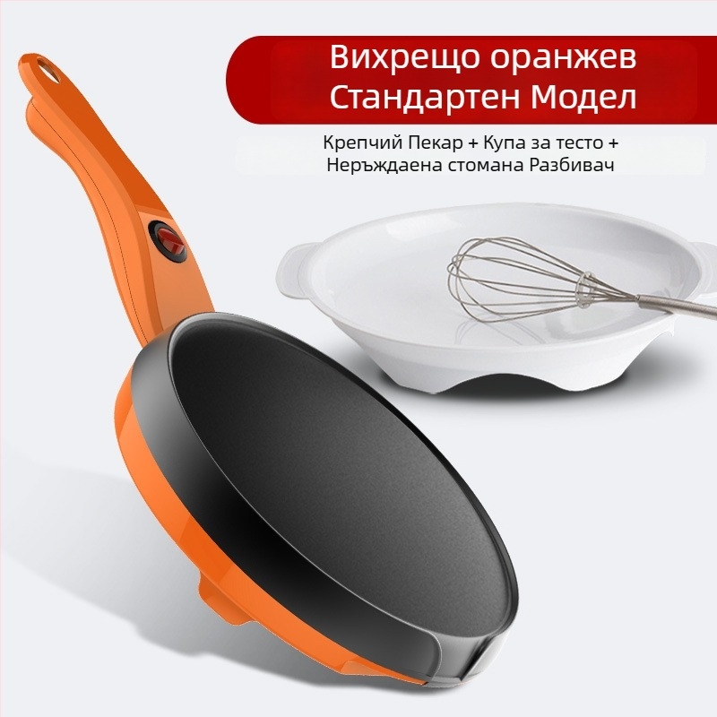 Електрически пан за палачинки и пролетни ролки, компактна вафелна тава, 600W, едностранно нагряване, механично управление