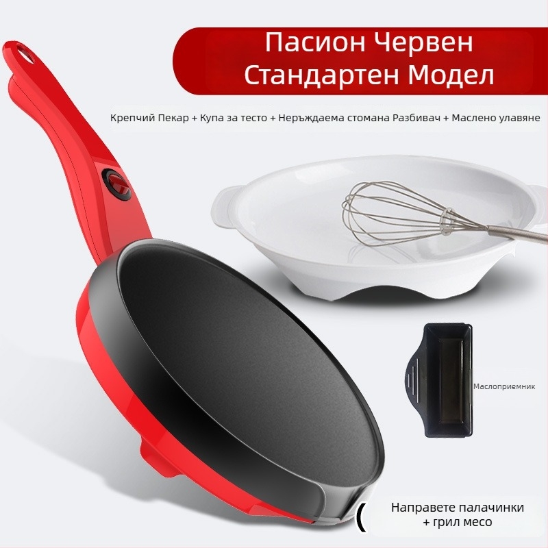 Електрически пан за палачинки и пролетни ролки, компактна вафелна тава, 600W, едностранно нагряване, механично управление