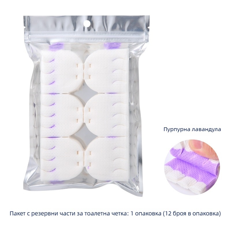 Еднократен комплект за четка за тоалетна с дълга дръжка, сменяема глава, без мъртви ъгли, пластмасова конструкция.