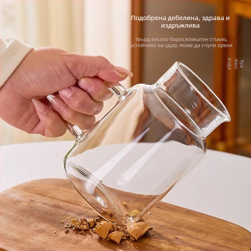 Комплект стъклени чаши за студена вода за едно лице — стъкло с висока боросиликатност, удароустойчиво, устойчиво на високи температури, голям капацитет, за домашна употреба