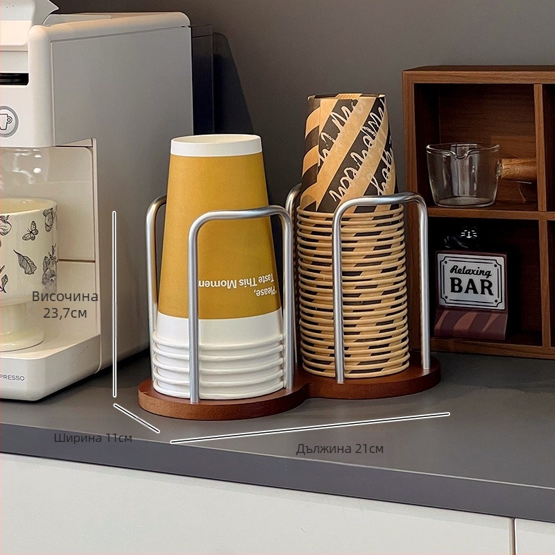 Десктопен ъглов рафтовик за съхранение с държач за чаши, шкаф за хранене, модел H1259