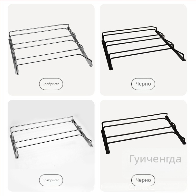 Стойка за чаши за вино за стена – желязна тел, модерна минималистична, опции 1/2/3 реда