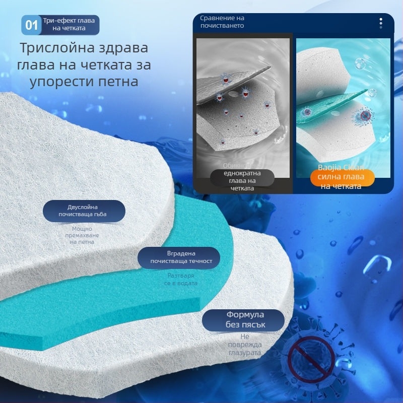 Комплект за четка за тоалетна, еднократна употреба, дълга дръжка, стенен монтаж, лека пластмаса