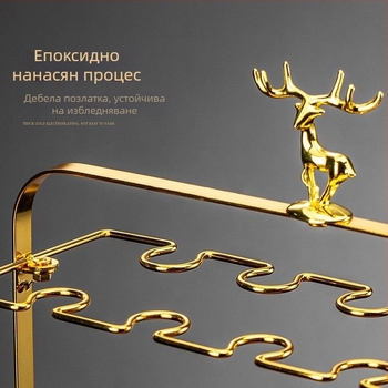 Държач за чаши за вино с глава на елен, цинкова сплав, нордически стил, монтаж за вграждане, тегло 1000 g, за съхранение