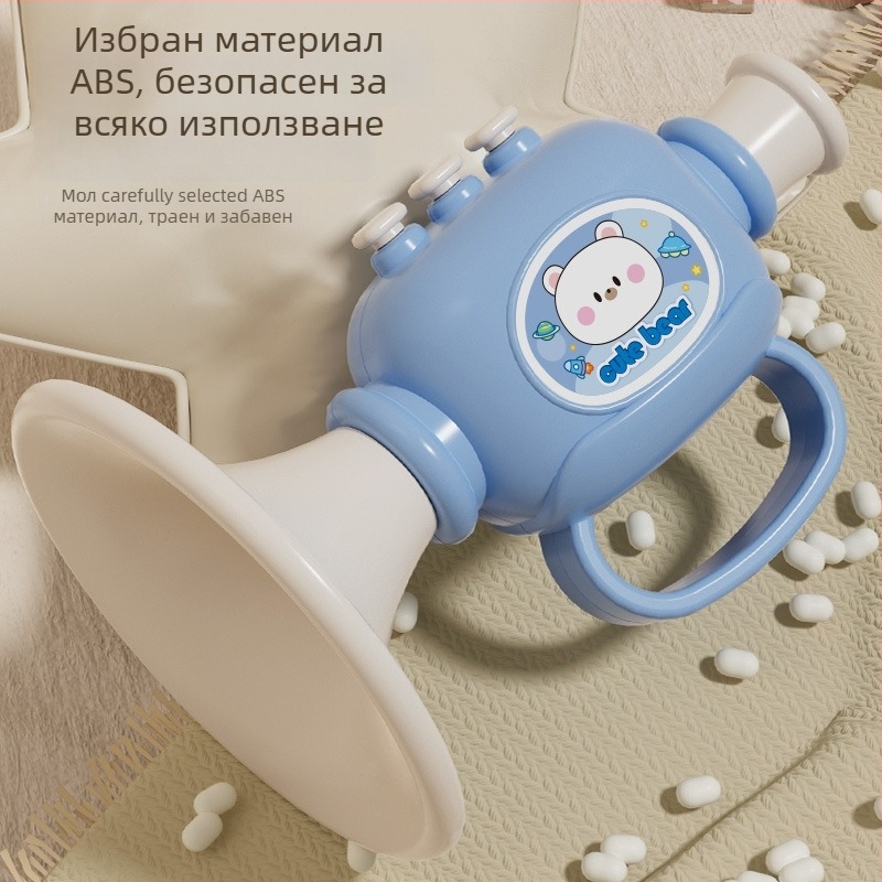 Пластмасов музикален инструмент за бебета – комплект играчки за свирене със пищялка и хармоника, за 0–3 години, модел 1122