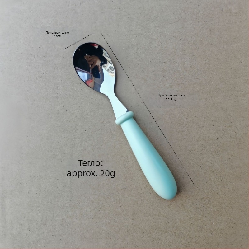 Детски комплект прибори за хранене от 304 неръждаема стомана с ABS дръжки, огледално полирани, ръчна изработка, възможност за печат на лого