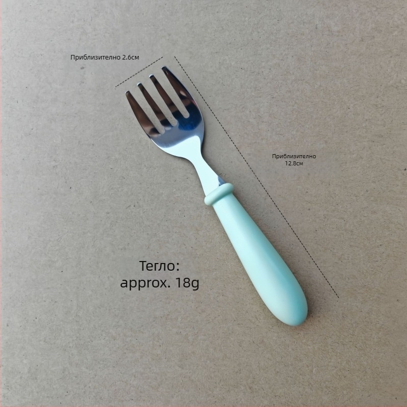 Детски комплект прибори за хранене от 304 неръждаема стомана с ABS дръжки, огледално полирани, ръчна изработка, възможност за печат на лого