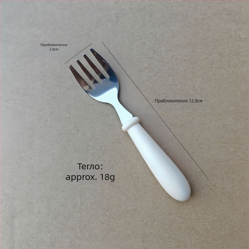 Детски комплект прибори за хранене от 304 неръждаема стомана с ABS дръжки, огледално полирани, ръчна изработка, възможност за печат на лого