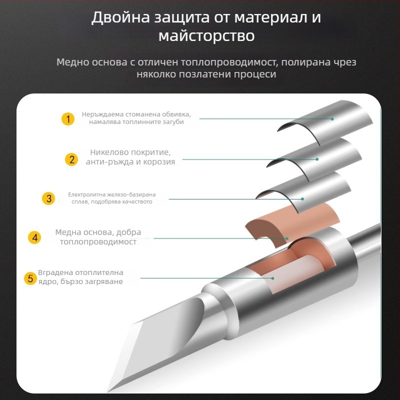 Bozan C470 паялник върх с копитна глава, интегрирано отоплително ядро, голяма заваръчна точка, 500W