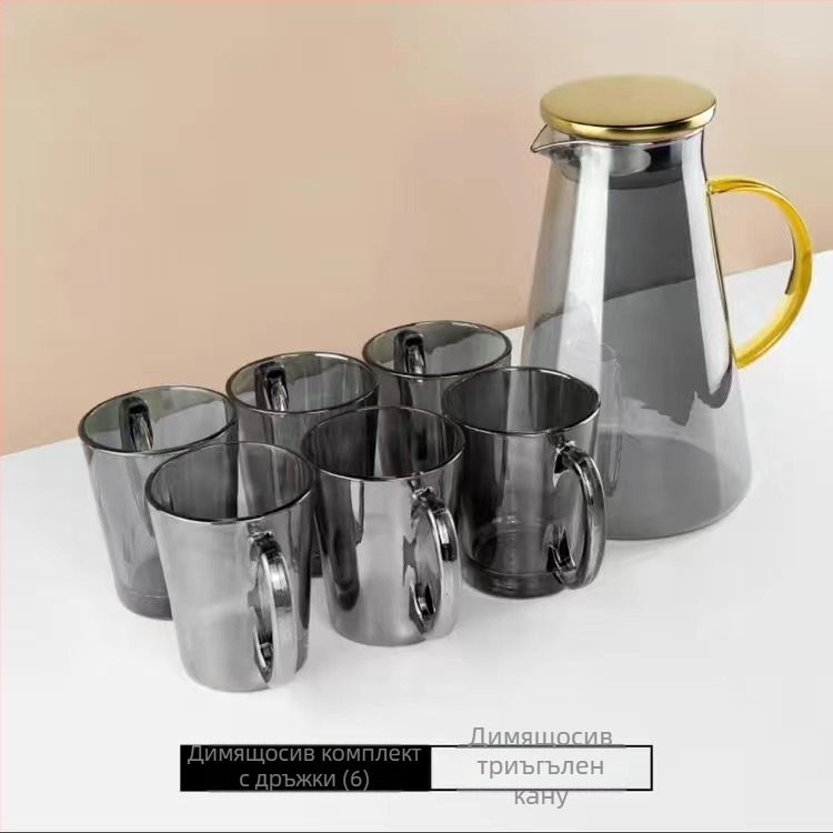 Стъклен комплект за вода със чаши, европейски стил, топлоустойчив, за студена вода и студено запарване, подаръчна кутия — Jingyue