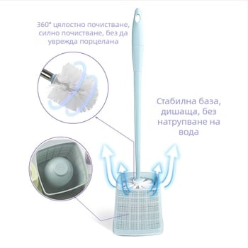 Тоалетна четка с дълга дръжка за почистване на ъглите – пластмаса, 122 г, мултиопаковка, Meishuo