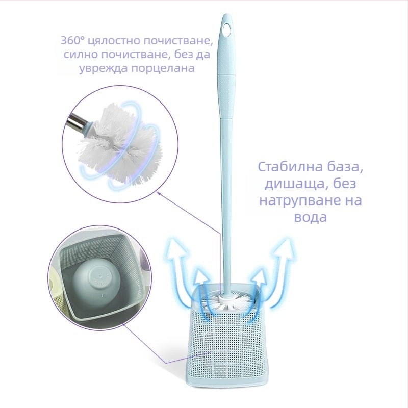 Тоалетна четка с дълга дръжка за почистване на ъглите – пластмаса, 122 г, мултиопаковка, Meishuo