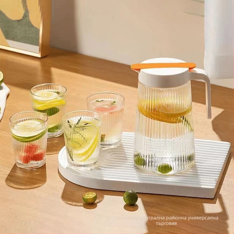 Комплект от пет стъклени съдове за вода Nine days, стъкло сода-лайм, модерен минималистичен стил, подходящ за бизнес подаръци