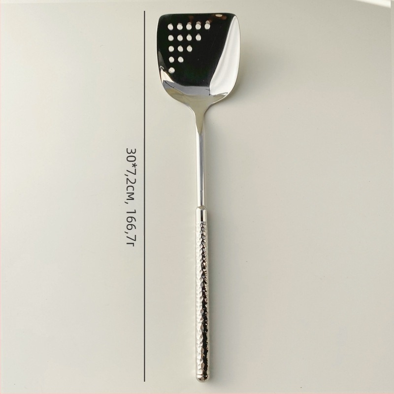 Сет прибори за маса: нож, вилица и лъжица от 304 неръждаема стомана с дръжка с чукана текстура и кръгъл диамантен мотив, огледално полирана повърхност, модерен минималистичен стил