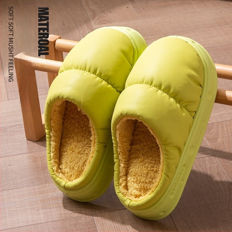 Дамски зимни памучни чехли с плюшена подплата, водоустойчива EVA подметка, противохлъзгащи, за вътрешно и външно носене