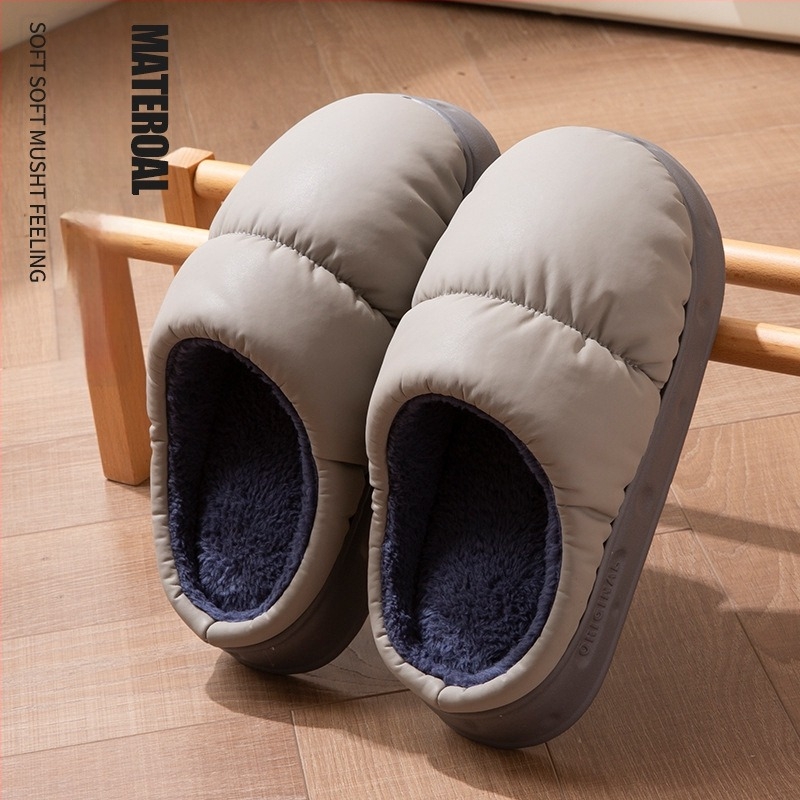 Дамски зимни памучни чехли с плюшена подплата, водоустойчива EVA подметка, противохлъзгащи, за вътрешно и външно носене