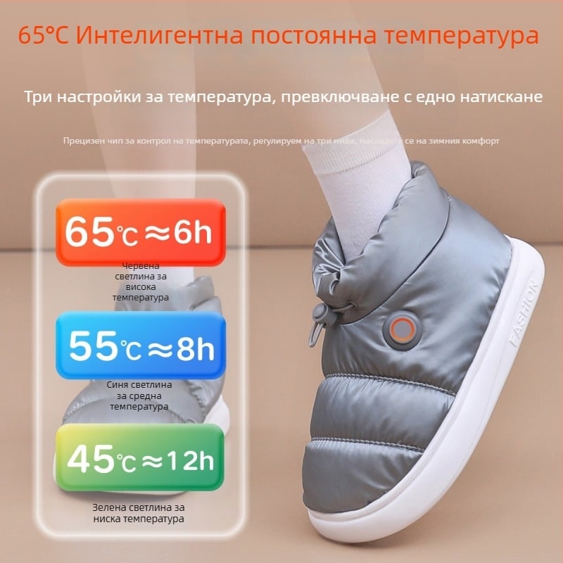 Унисекс USB загряващи чехли с подвижна миеща се подплата за дома и офиса