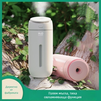 Настолен USB ултразвуков овлажнител с нощна светлина, модел Q5 – обхват до 10 м², резервоар 0,5 л, 1 изход за мъгла, таймер 2–8 ч