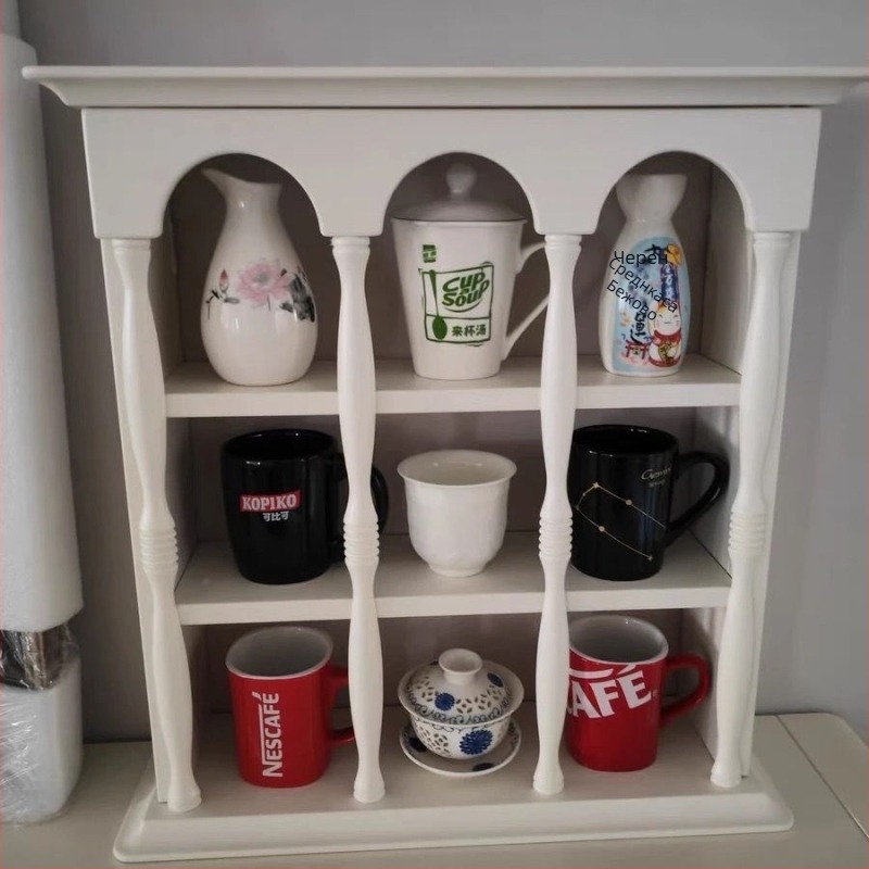 Дървен стенен държач за чаши, скандинавски прост стил, стенен дисплей за чаши, пуснат през есента на 2020.