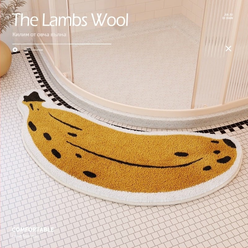 Подложка за баня за пода с профилиран полукръг, флорален модел, полиестерни влакна, машинно пране, за баня