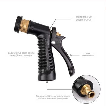 Комплект за измиване на автомобили с пяна - RC ABS глава на пистолета, дръжка с покритие от сплав, водно налягане 2.5-8 кг, разстояние на пръскане 5-12 м
