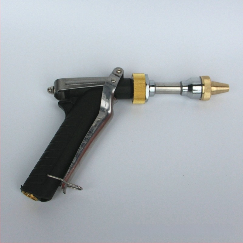 Пистолет за високо налягане за миене на автомобил, регулируем, пистолетен тип, модел LQT-001, глава от мед, корпус от неръждаема стомана, пластмасова дръжка, налягане 0.15–0.45 MPa