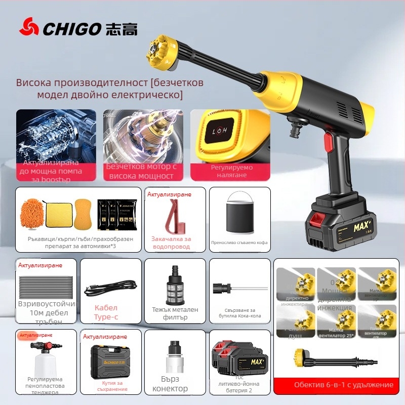 Zhigao L3 Безжична Зареждаща се Преносима Високонапорна Водоструйка за Автомобили с Четка