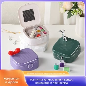 Кутия за шиене, преносим джобен стил, пластмасова конструкция, комплект от 100 части, 265 г