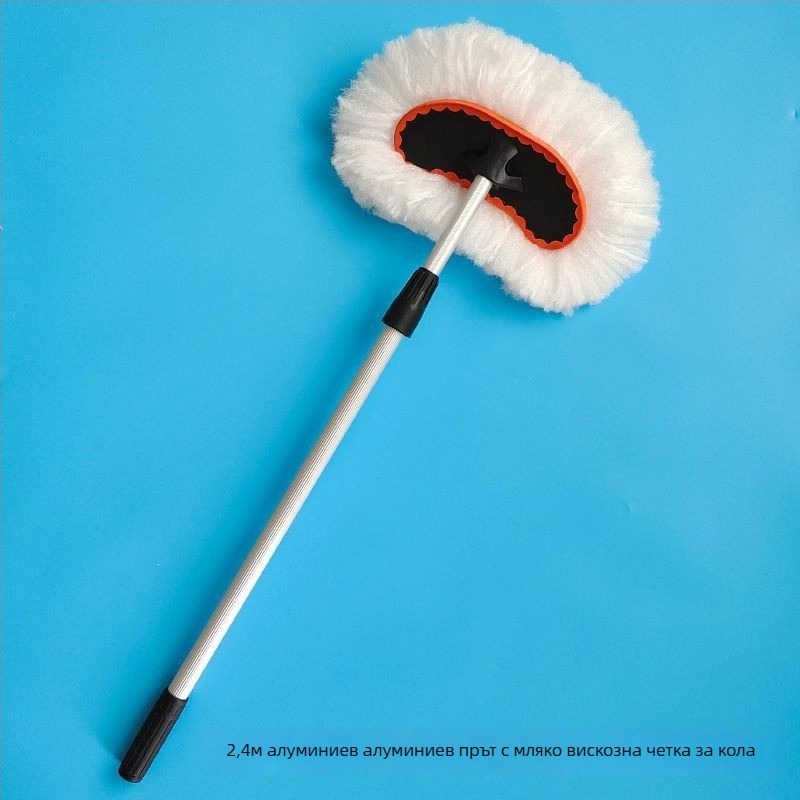 Автомобилна почистваща четка с телескопична алуминиева пръчка и удължен мек памучен конец — Материал: алуминиева сплав; Тип: автомобилна четка за измиване; Код на продукта: 01-01-032