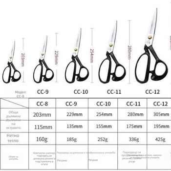 Zhang Xiaoquan CC-10 ножици за кройка от манганова стомана — шевни ножици за рязане на плат