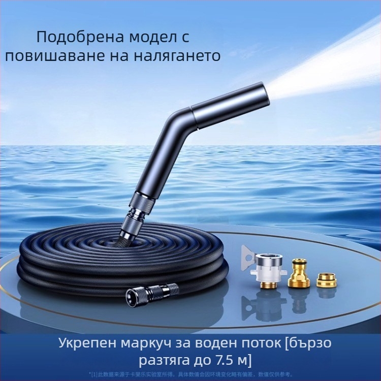 Високонапорна водоструйка за кола и дом, алуминиев корпус и накрайник, TPЕ маркуч с телескопично удължение, двуфункционална