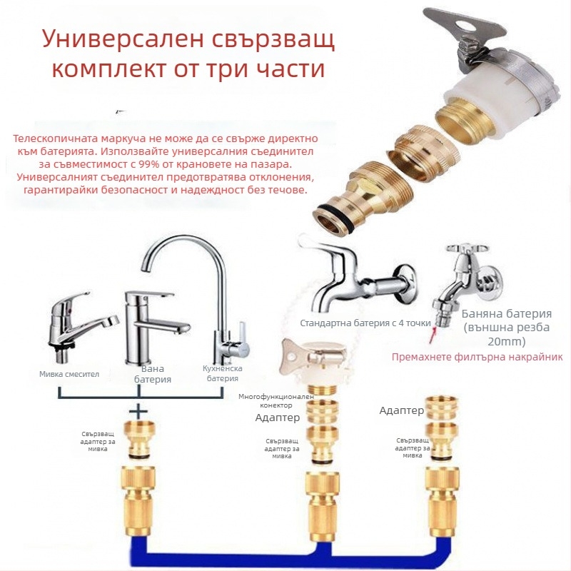 Разтегателен воден маркуч с високо налягане за автомивка – пистолет за пръскане, издръжлив, лесно съхранение