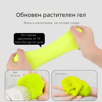 Гел за почистване на автомобилен интериор — мек почистващ гел за пролуки, прозоречни канали и клавиатури