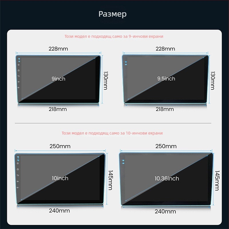 Закалено стъклено защитно покритие за автомобилен навигационен дисплей — устойчиво на надраскване и износване, анти отпечатъци, универсално приложение