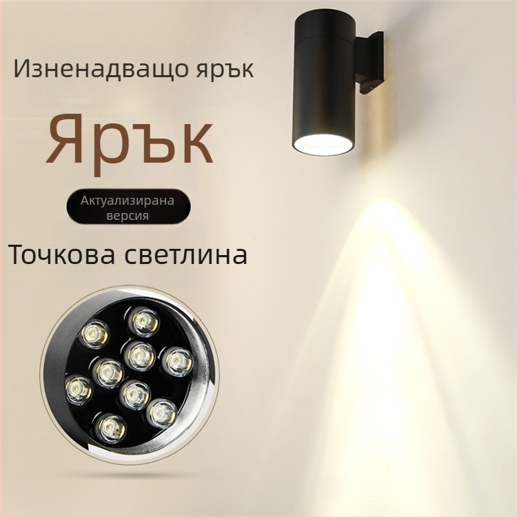 Външна стенна лампа MH-13, 111-240V, 12 светодиоди, IP65, цветова температура 3000/6000K