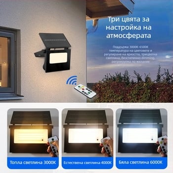Соларен сгъваем стенен LED прожектор с датчик за движение, 24V, 88 светодиода, IP65, живот на лампата 50000 часа