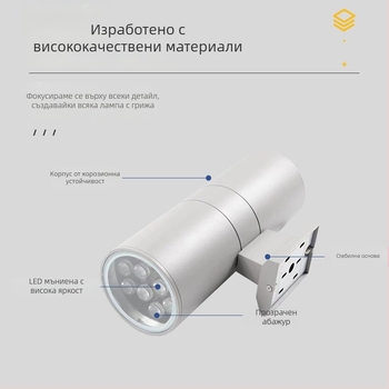 Двуглавна външна стенна лампа, IP65 водоустойчива, 18 светодиода, 5400 lm, 3000K, 220V