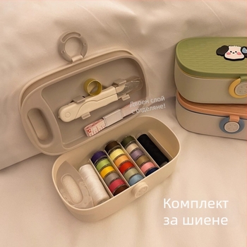 Шевна кутия за съхранение — многофункционален преносим комплект за шиене, 105-частен набор, тегло 0,22 кг, частна марка, с възможност за персонализиране
