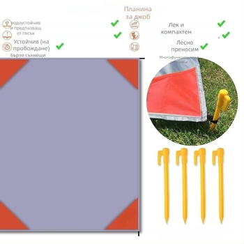 Къмпингова водоустойчива пикникова подложка – полиестер, тегло 150, модел 0-1, за 2 души