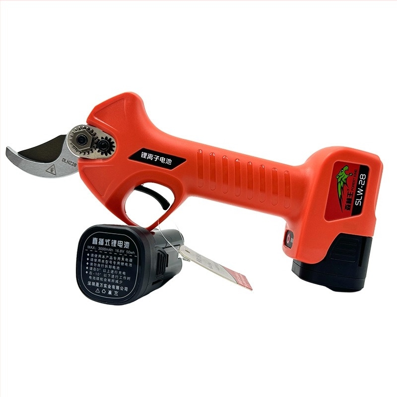 Forest King електрически ножици за резитба, 28 mm капацитет на рязане, презареждащи се, удължена дръжка, за плодови дървета