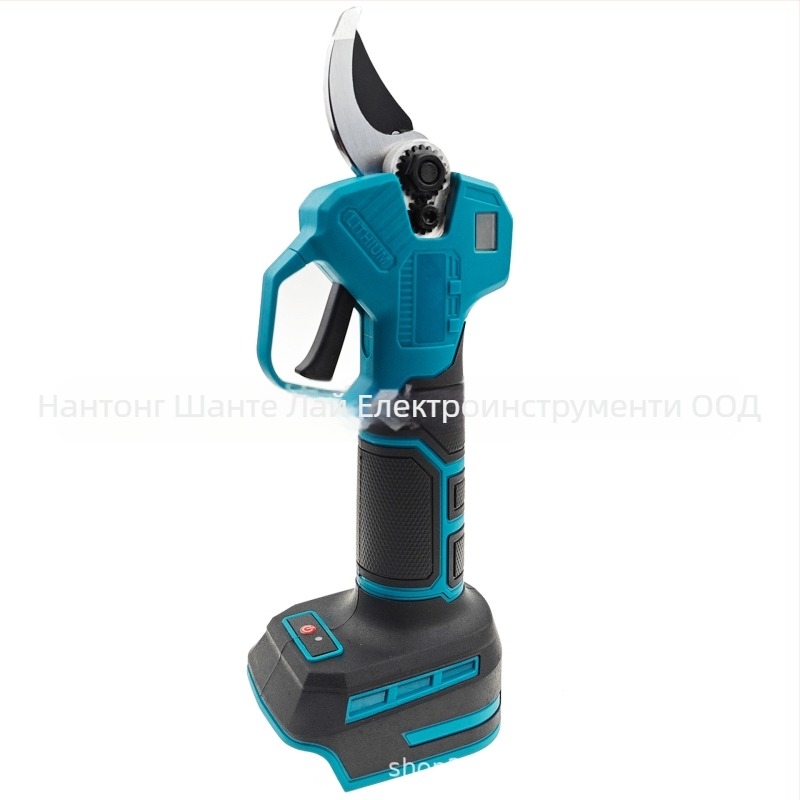 Електрически ножици за подрязване с цифров дисплей, 2.5 cm работен отвор, включени батерия и зарядно.